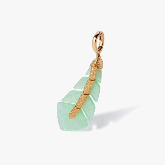 Deco 18ct Yellow Gold Jade Feather Necklace